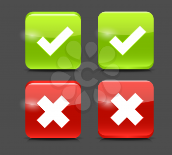 Vector Red and Green Check Mark Icons.