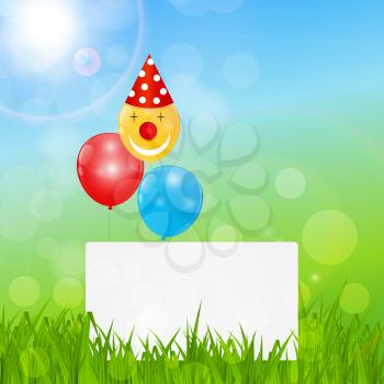 Color Glossy Balloons Birthday Card  Background Vector Illustration