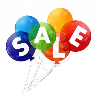 Color Glossy Balloons Sale Concept of Discount. Vector Illustration.