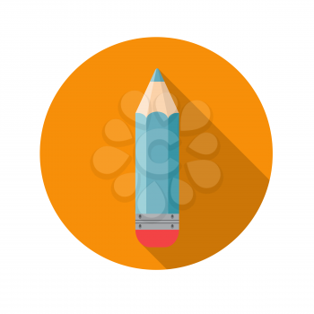 Flat Design Concept Pencil Icon Vector Illustration with Long Shadow. EPS10