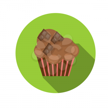 Flat Design Concept Cupcake Vector Illustration With Long Shadow. EPS10