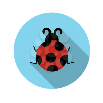Flat Design Concept Ladybug Vector Illustration With Long Shadow. EPS10