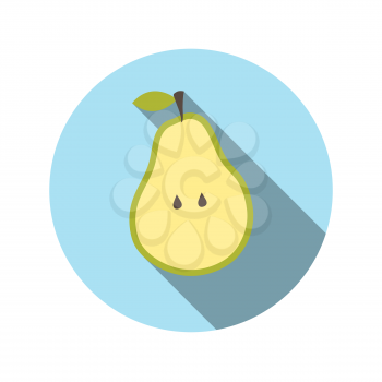 Flat Design Concept Pear Vector Illustration With Long Shadow. EPS10