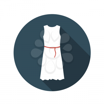 Flat Design Concept White Dress Vector Illustration With Long Shadow. EPS10