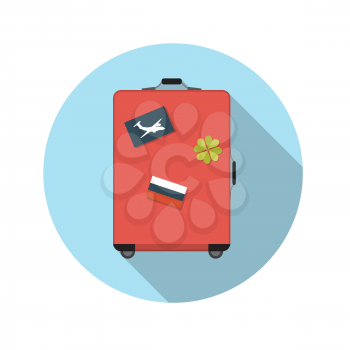 Flat Design Concept Suitcase Vector Illustration With Long Shadow. EPS10