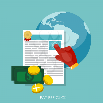 Pay Per Click Flat Concept for Web Marketing. Vector Illustration. EPS10