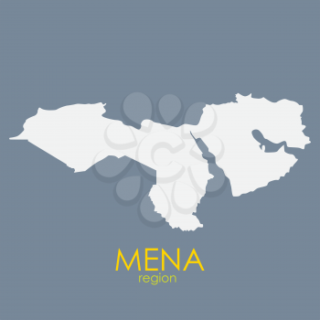 Mena Region Map on Gray Background. Vector Illustration EPS10