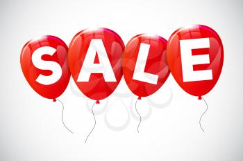Glossy Balloons Sale Concept of Discount. Vector Illustration.