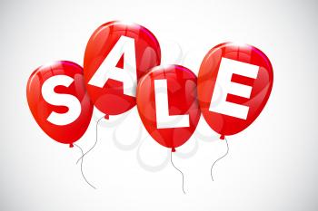 Glossy Balloons Sale Concept of Discount. Vector Illustration.