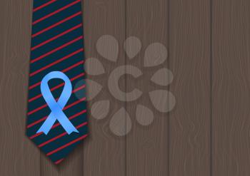 Blue Ribbon Symbol of World Prostate Cancer Awareness Day Concept. Men Healthcare Concept. Vector Illustration EPS10