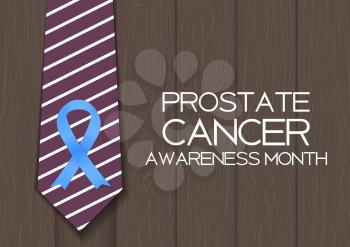 Blue Ribbon Symbol of World Prostate Cancer Awareness Day Concept. Men Healthcare Concept. Vector Illustration EPS10