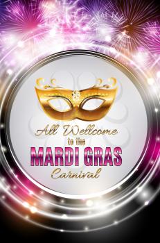 Mardi Gras Party Holiday Poster Background. Vector Illustration EPS10