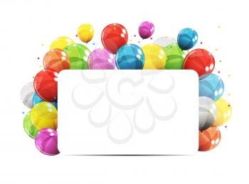Color Glossy Balloons Birthday Background Vector Illustration EPS10