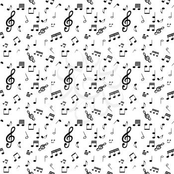 Seamless pattern from Set of musical notes and Treble clef. Vector Illustration. EPS10