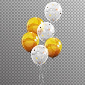 Group of Colour Glossy Helium Balloons Isolated on Transparent Background. Vector Illustration EPS10