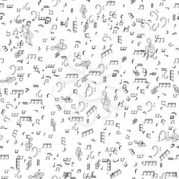 Seamless pattern from Set of musical notes and Treble clef. Vector Illustration. EPS10