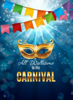 Carnival Party Mask Holiday Poster Background. Vector Illustration EPS10
