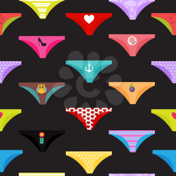 Multicolored Briefs, Pants Collection Seamless Pattern Background. Vector Illustration EPS10