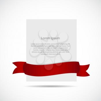 White Blank Card Template with Ribbon. Vector Illustration. EPS10