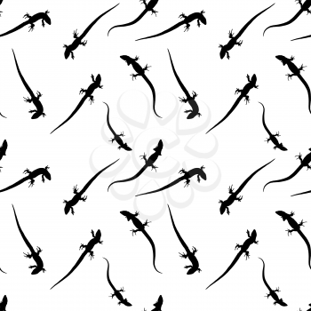 Silhouette of lizard that creeps. Seamless pattern. Vector Illustration. EPS10