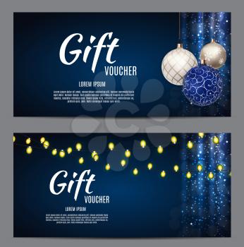 Christmas and New Year Gift Voucher, Discount Coupon Template Vector Illustration EPS10
