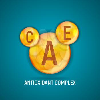 Vitamin A, C, E  Icon. Antioxidant Complex. Vector Illustration EPS10