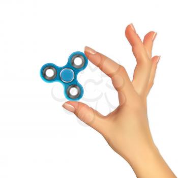 Realistic 3D Silhouette of hand with spinner. Vector Illustration EPS10