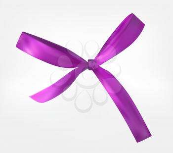 Design Product Purple Ribbon and Bow. 3D Realistic Vector Illustration. EPS10