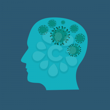 Coronavirus panics into the heads of the human Concept. Vector illustration. EPS10