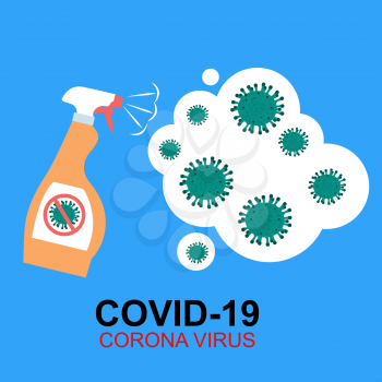 Bottle dispenser with disinfection proposal for killing MERS-Cov, COVID-19, Novel coronavirus, 2019-nCoV, Vector Illustration EPS10