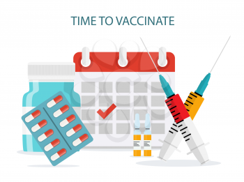 Time to Vaccinate Concept Background. Vector Illustration EPS10