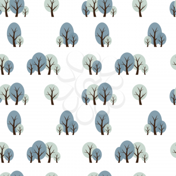Seamless Pattern Natural Background with Winter Trees. Vector Illustration EPS10