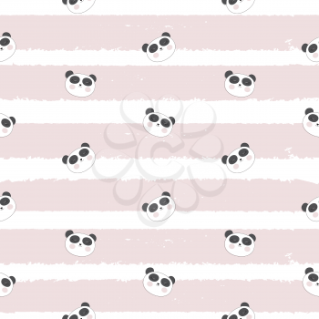 Little Cute Panda Seamless Pattern Background Vector Illustration EPS10
