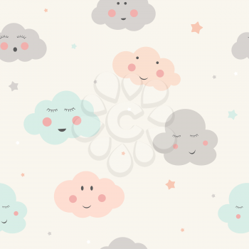 Seamless Pattern Background with Cute Little Child Cloud. Vector Illustration EPS10