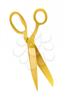 Golden Scissors Icon Isotared on White Background. Vector Illustration EPS10