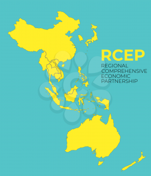 Modern Regional Comprehensive Economic Partnership RCEP map background. Vector Illustration. EPS10