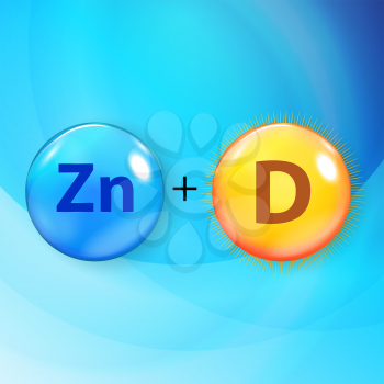 Mineral Zn Zink blue shiny pill capsule icon Vitamin D. Vector Illustration EPS10