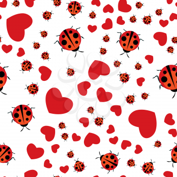 Cute Ladybug Seamless Pattern Background Vector Illustration. EPS10