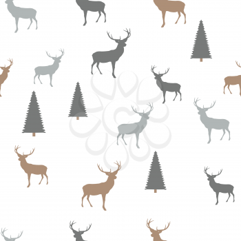 Abstract Seamless deer pattern background. Vector Illustration