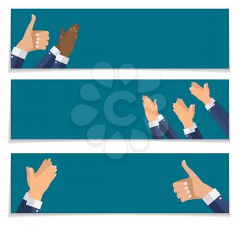 Flat Design Clapping Hand Applause banners template. Vector Illustration EPS10