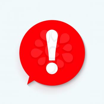 Red attention sign in speech bubble. Exclamation mark icon. Vector illustration EPS10