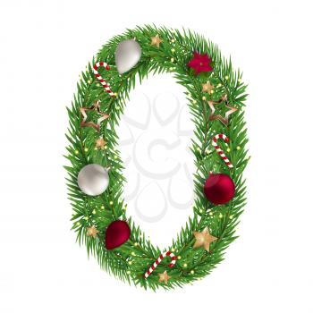 Christmas alphabet number 0 vector illustration EPS10