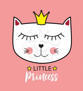 Little Cute Cat Princess Vector Illustration EPS10
