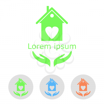 Concept of a cozy home with sample text and icons, 2d, vector, eps 8
