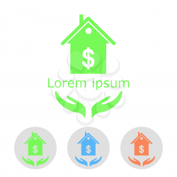 Concept of house sale and purchase  with sample text and icons, 2d, vector, eps 8