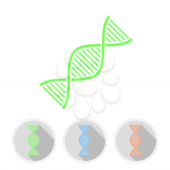 Illustration of DNA molecule with examples of icons, 2d illustration, vector, eps8