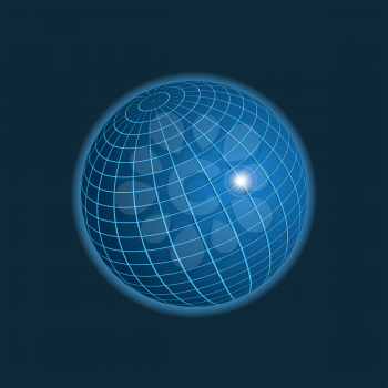 Earth icon on dark background, 3d illustration, vector, eps 10