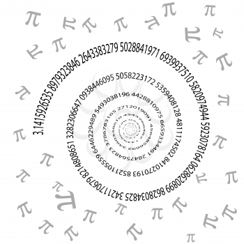 Pi swirl on white background, 2d illustration, vector, eps 8
