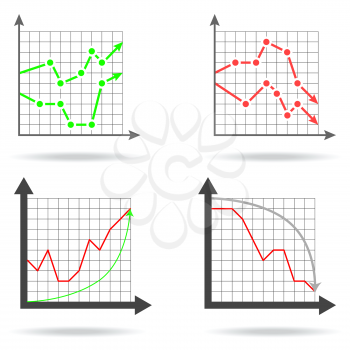 Icons of financial charts on white background, 2d illustration, vector, eps 8