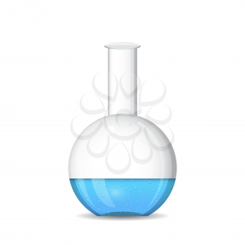Flat bottomed chemical flask - laboratory glassware, isolated, 3d illustration, vector, eps 10